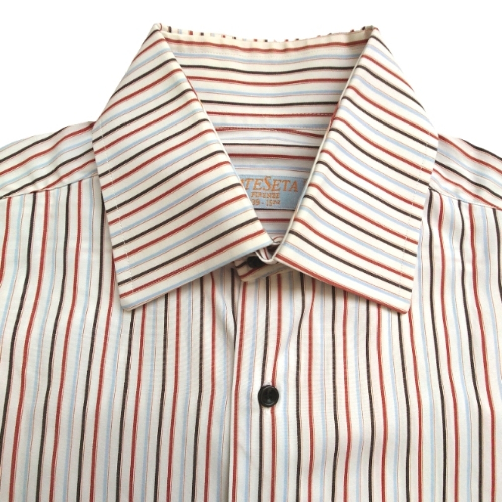 AteSeta Firenze Men's Cotton Stripes Button Up Long Sleeves Dress Shirt